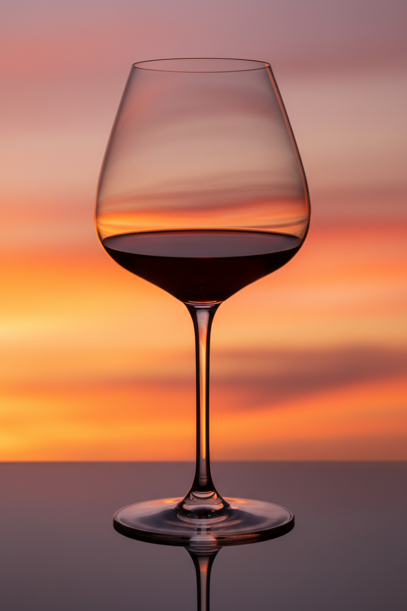Wine glass filled with red wine on a white background