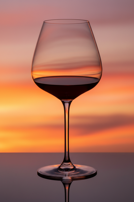 Wine glass filled with red wine on a white background