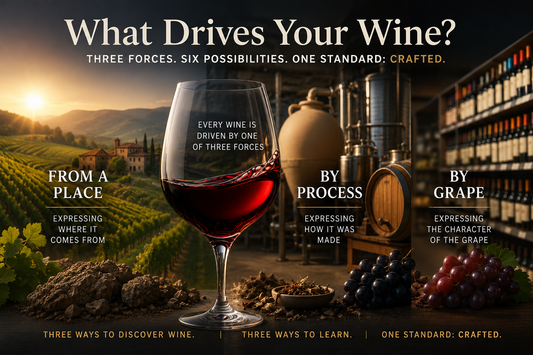 Blog picture asking What Drives Your Wine? Answers From a Place, by Process, by Grape.